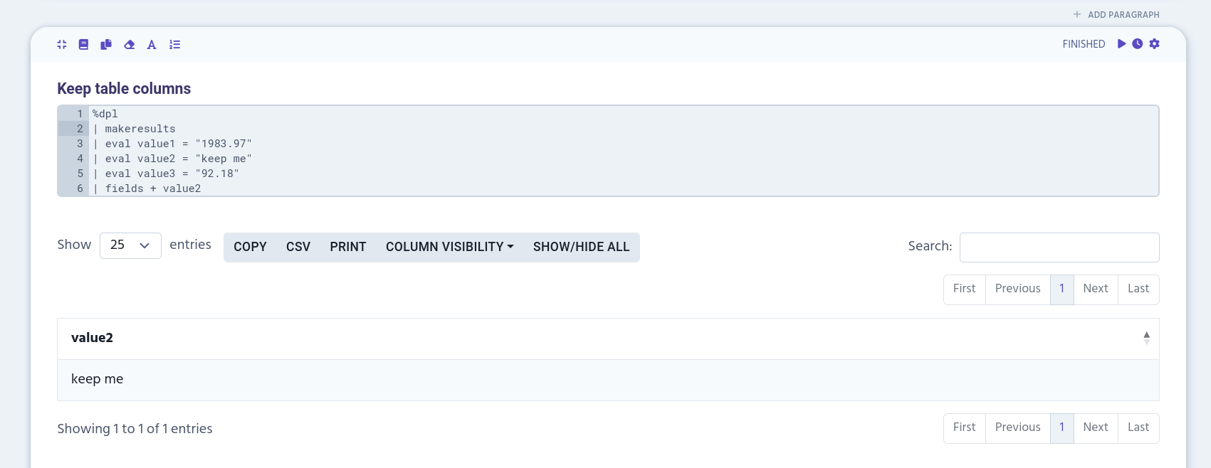 example of keeping table columns