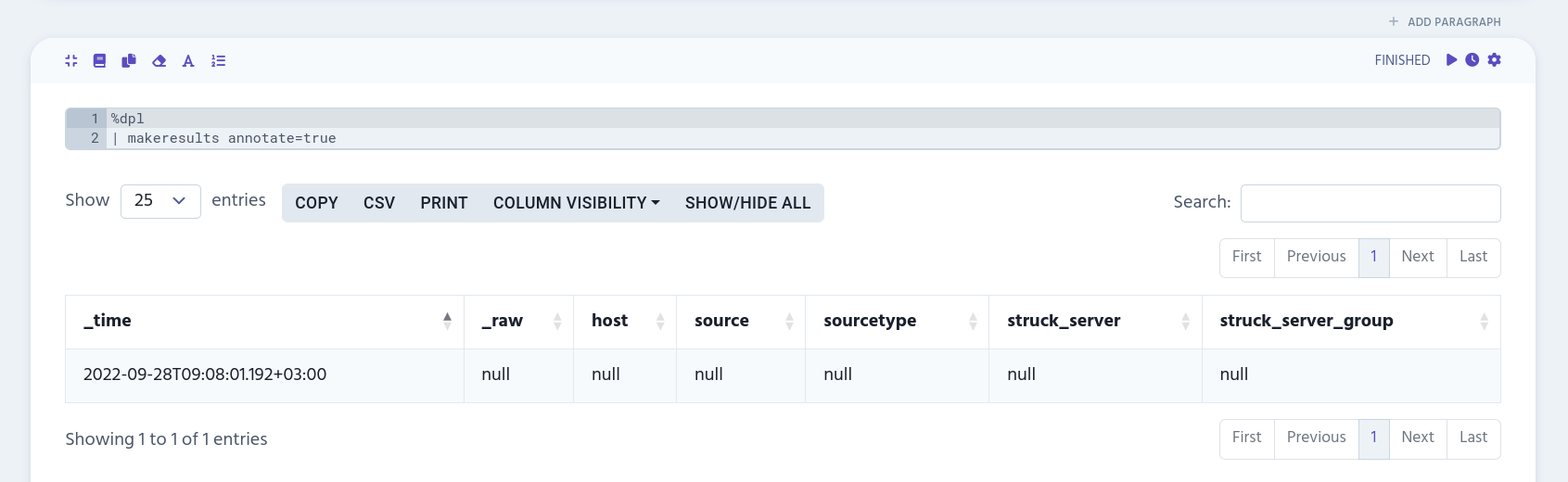 makeresults with annotate argument