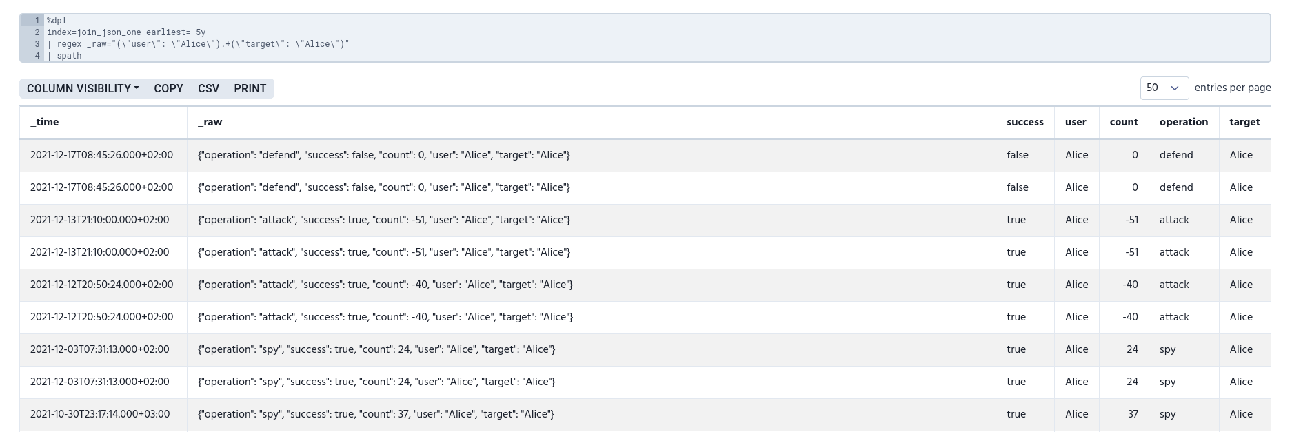 Screenshot of previous example’s results