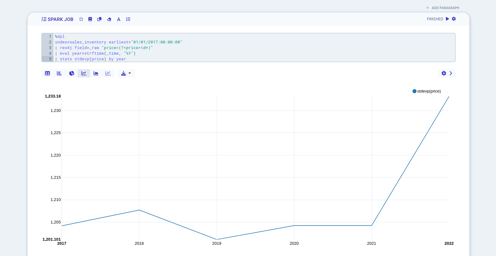 example of stdevp() aggregation command