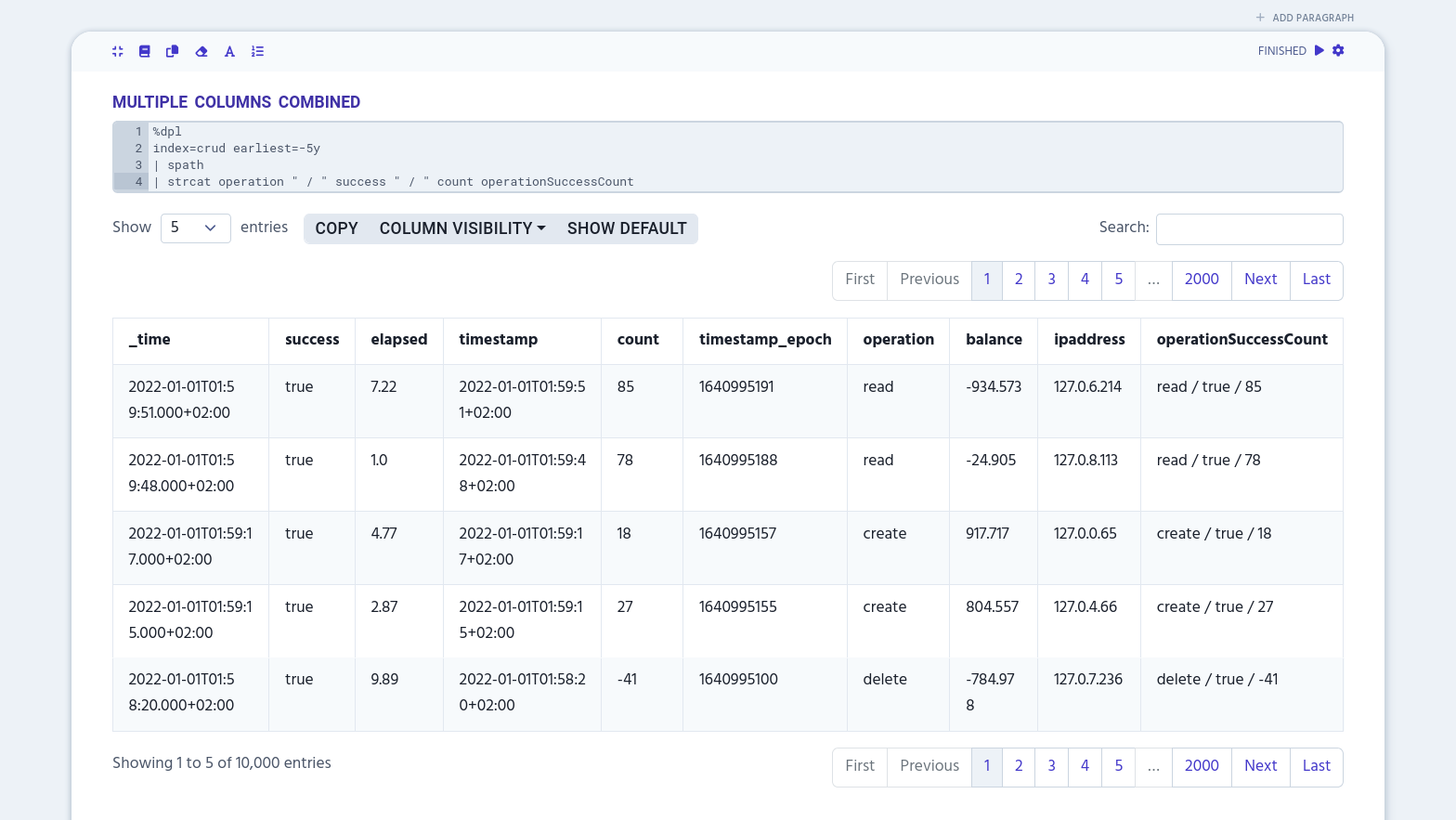 example of strcat command with multiple columns