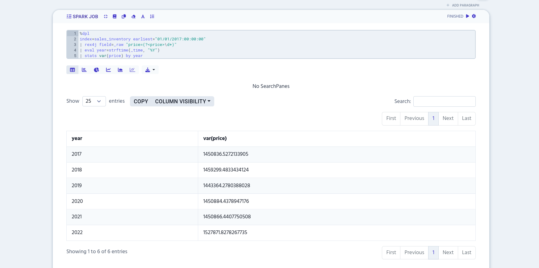 example of var() aggregation command