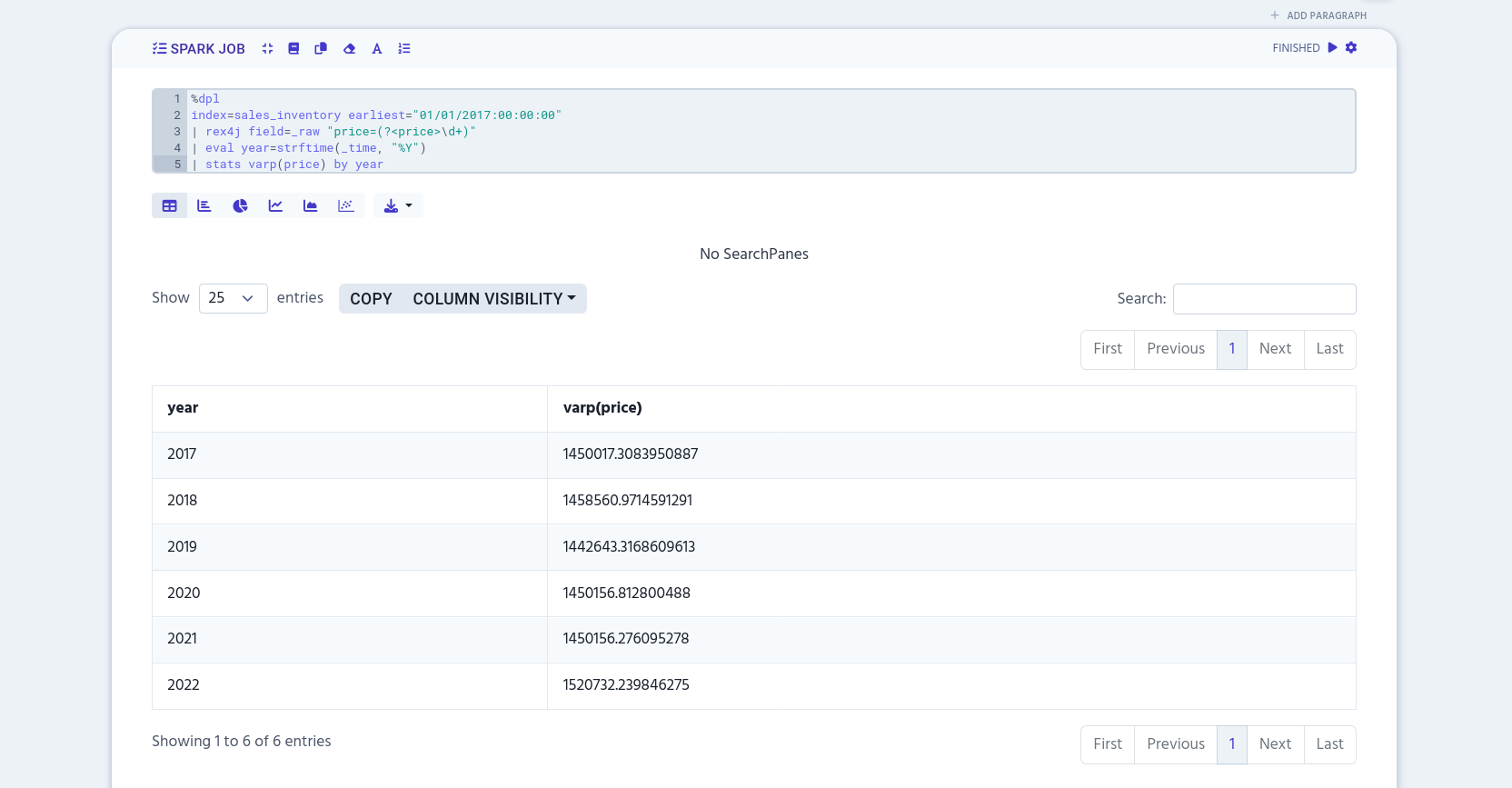 example of varp() aggregation command