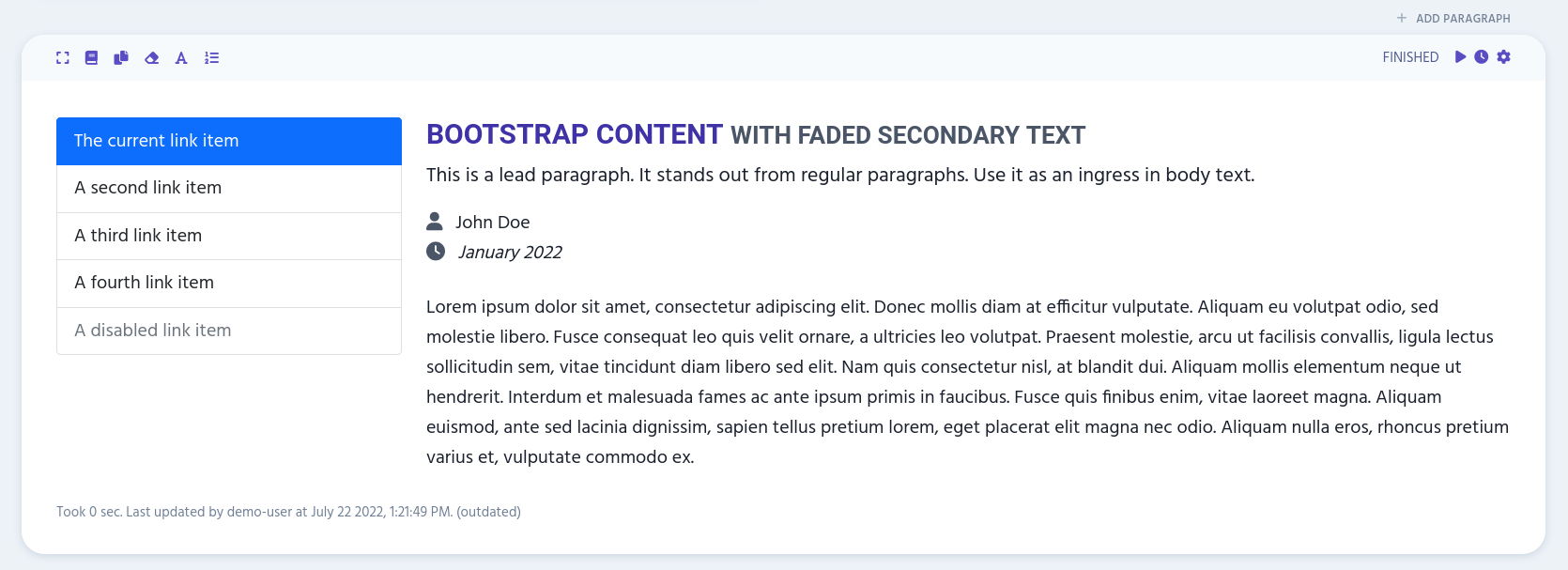 Bootstrap content