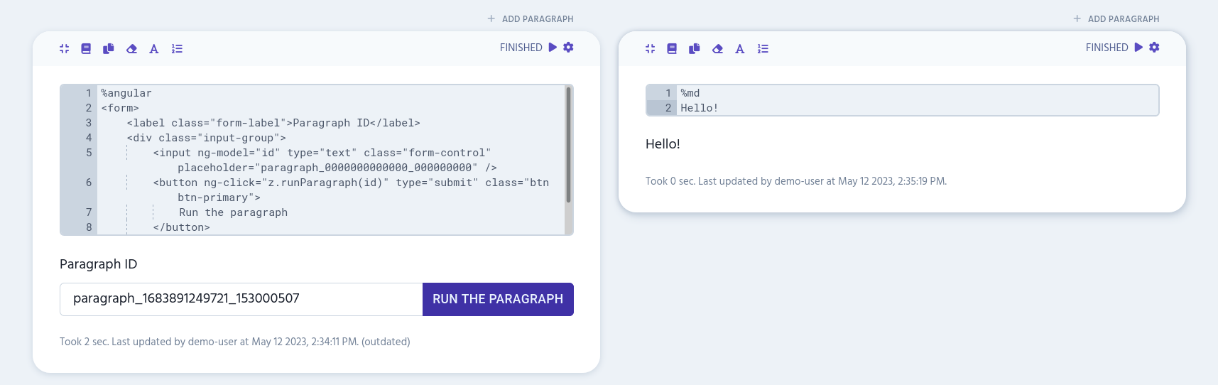 Running paragraph example